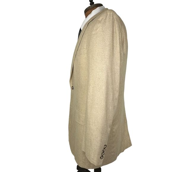 Jos A Bank Wool Silk Beige Two Button Blazer Sport Coat Mens 43R - Picture 4 of 5